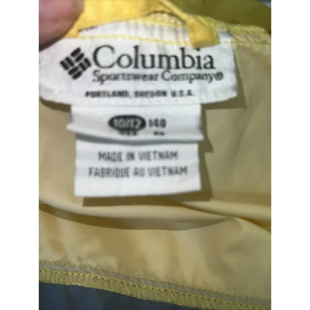 Columbia Vtg Yellow & Blue Hooded Windbreaker Jacket |Y2K|90's| Unisex 10/12